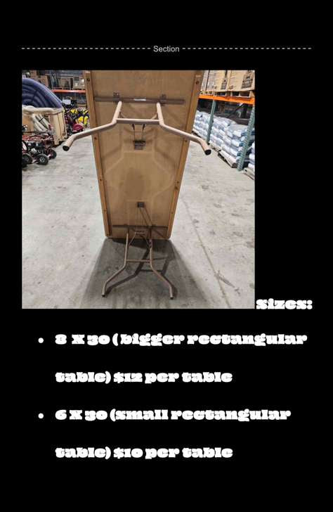 Midas Commercial Folding Wooden Table Rental